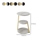 Modern Stone Round Side Table with 3-Tier Storage Shelves