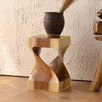 Sculpted Square Brown Solid Wood End Table for Small Space