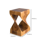 Sculpted Square Brown Solid Wood End Table for Small Space