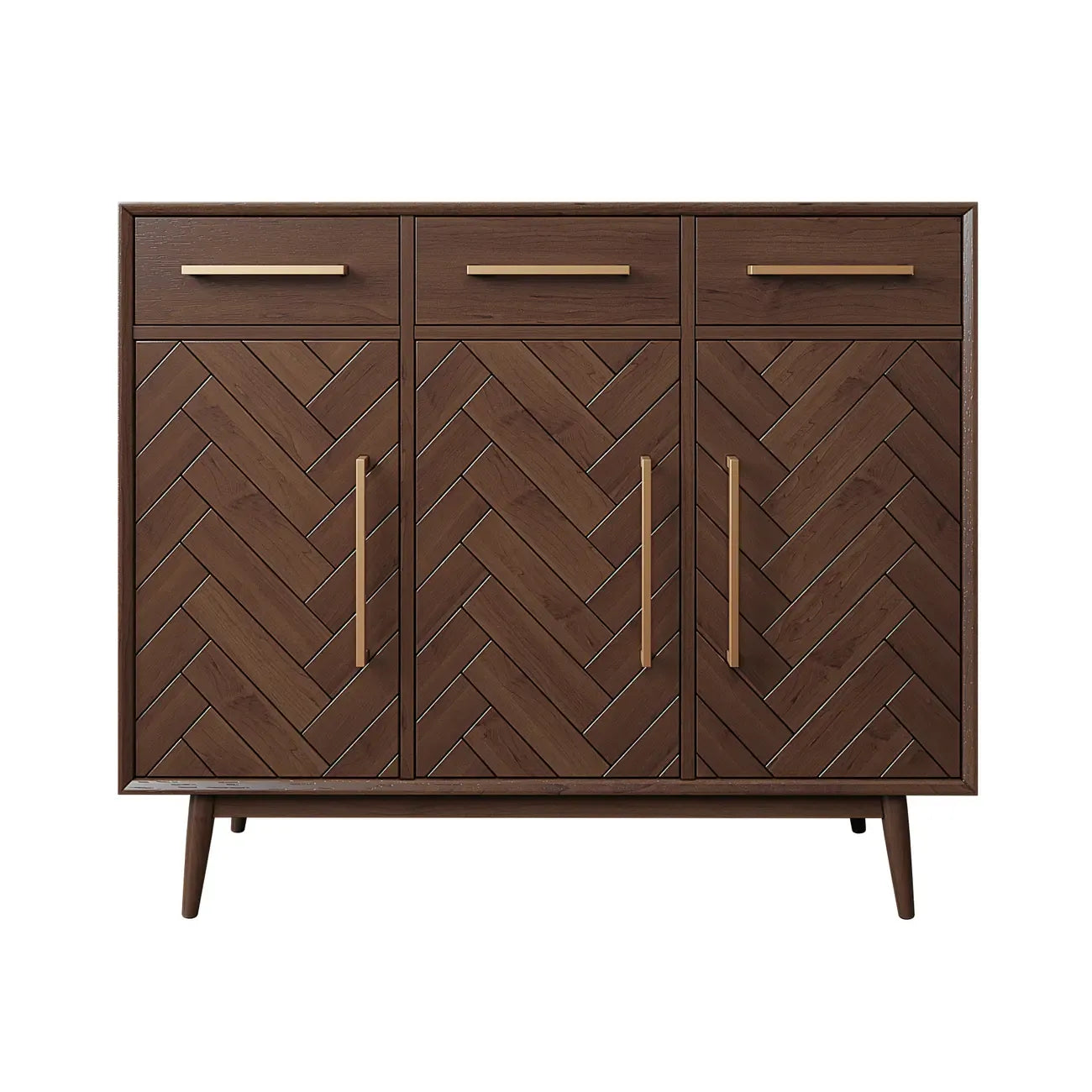 Modern Brown Solid Wood Sideboard with Drawers