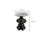 Black Elephant Side Table with Stone Top for Living Room