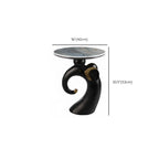 Black Elephant Side Table with Stone Top for Living Room