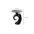 Black Elephant Side Table with Stone Top for Living Room