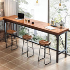 Modern Faux Wood Bar Table Set with Backless Stools