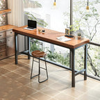 Modern Faux Wood Bar Table Set with Backless Stools