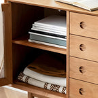 Classic Rattan Wood Sideboard with Storage for Dining Room