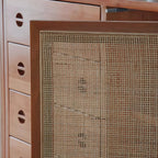 Classic Rattan Wood Sideboard with Storage for Dining Room