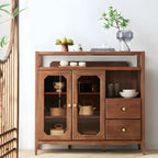 Modern Brown Glass Countertop Sideboard with Storage