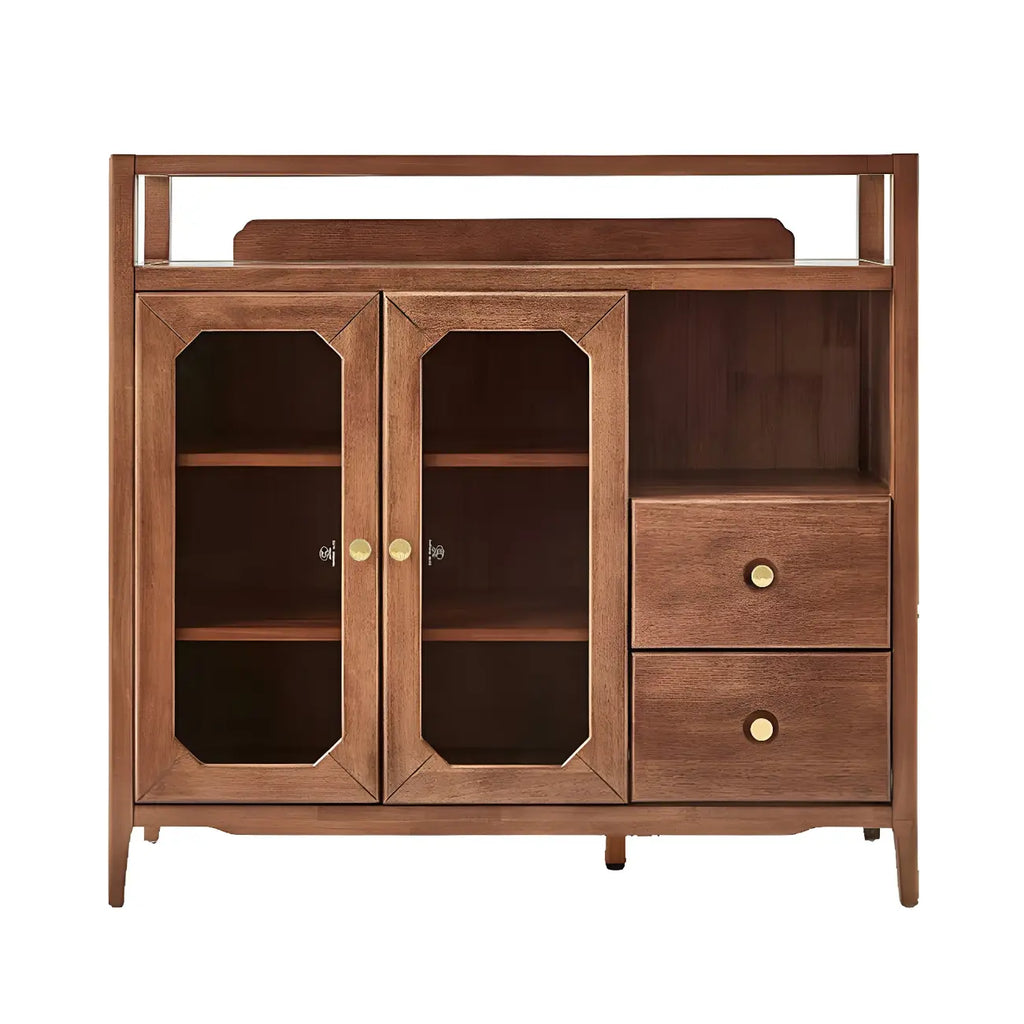 Modern Brown Glass Countertop Sideboard with Storage