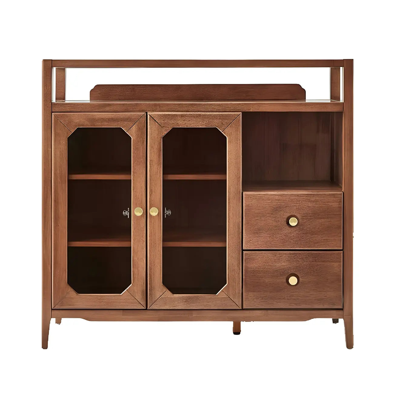 Modern Brown Glass Countertop Sideboard with Storage