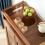 Modern Brown Glass Countertop Sideboard with Storage