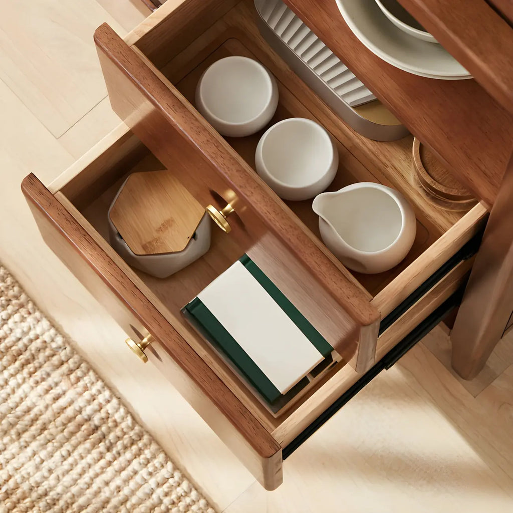 Modern Brown Glass Countertop Sideboard with Storage