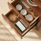 Modern Brown Glass Countertop Sideboard with Storage