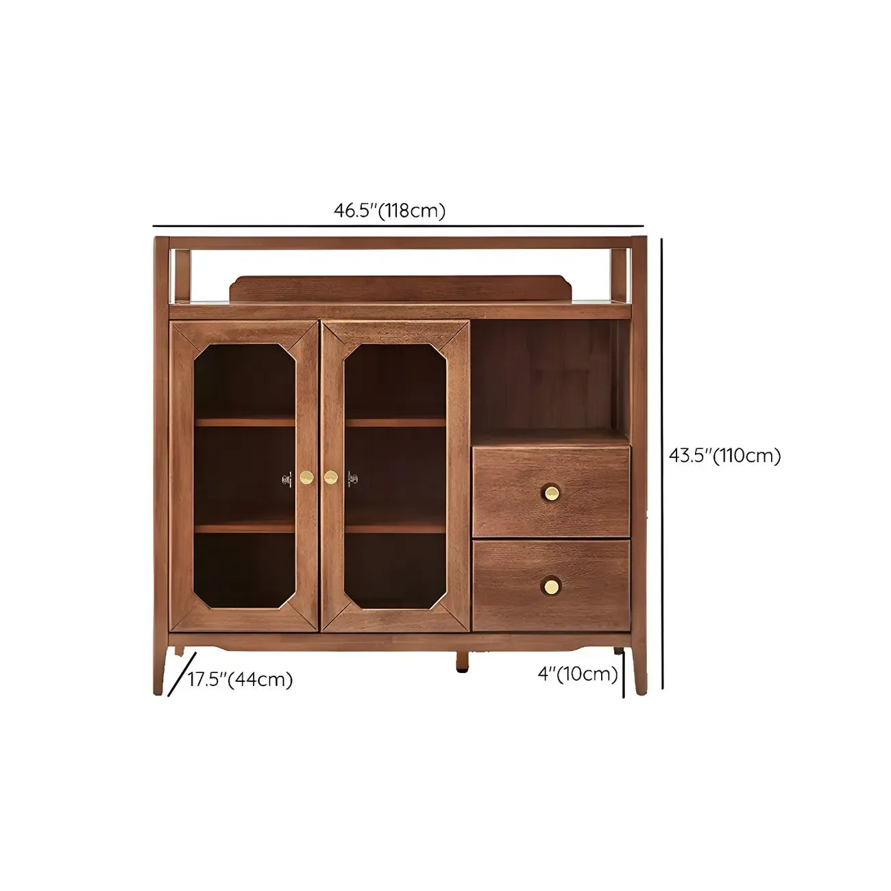 Modern Brown Glass Countertop Sideboard with Storage