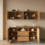 Scandinavian Brown Wooden Sideboard with Open Storage