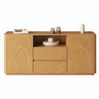 Scandinavian Brown Wooden Sideboard with Open Storage