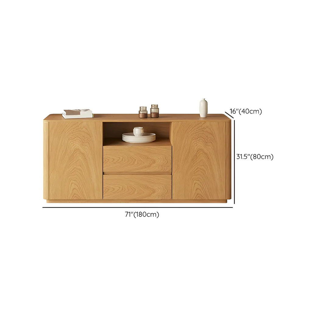 Scandinavian Brown Wooden Sideboard with Open Storage