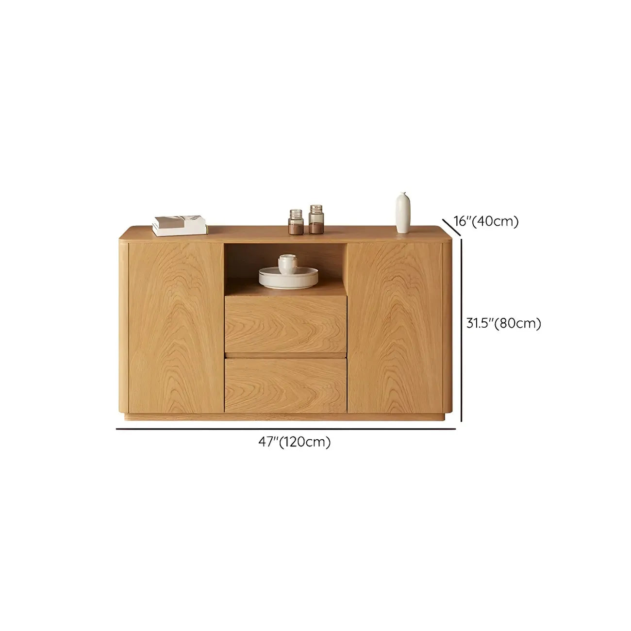 Scandinavian Brown Wooden Sideboard with Open Storage