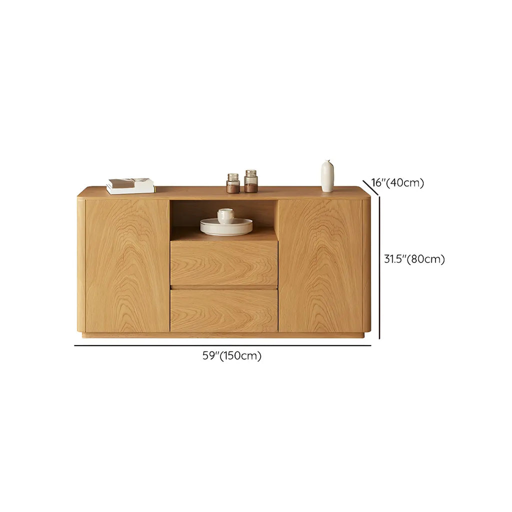 Scandinavian Brown Wooden Sideboard with Open Storage