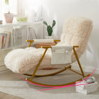Modern Cotton Upholstered Metal Rocking Chair in White