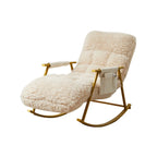 Modern Cotton Upholstered Metal Rocking Chair in White