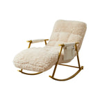 Modern Cotton Upholstered Metal Rocking Chair in White