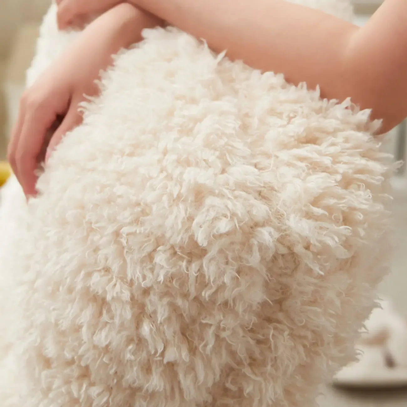 Modern Cotton Upholstered Metal Rocking Chair in White