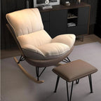 Faux Leather Wingback Rocking Chair with Removable Cushions