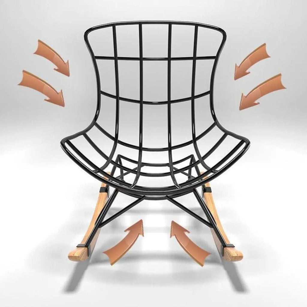 Faux Leather Wingback Rocking Chair with Removable Cushions