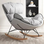 Faux Leather Wingback Rocking Chair with Removable Cushions