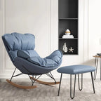 Faux Leather Wingback Rocking Chair with Removable Cushions