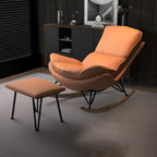 Faux Leather Wingback Rocking Chair with Removable Cushions