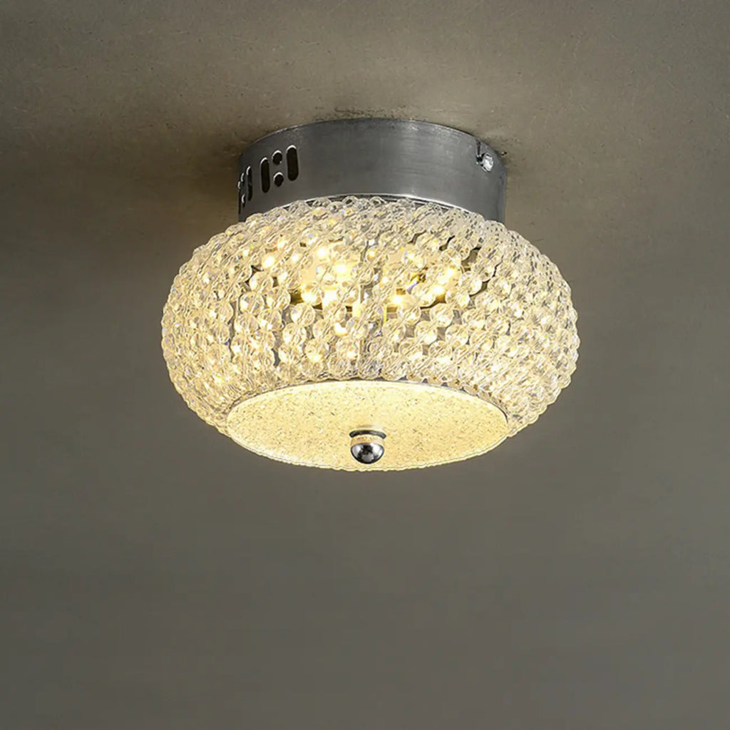 Simple Dimmable Crystal  Flush Ceiling Lamp for Living Room