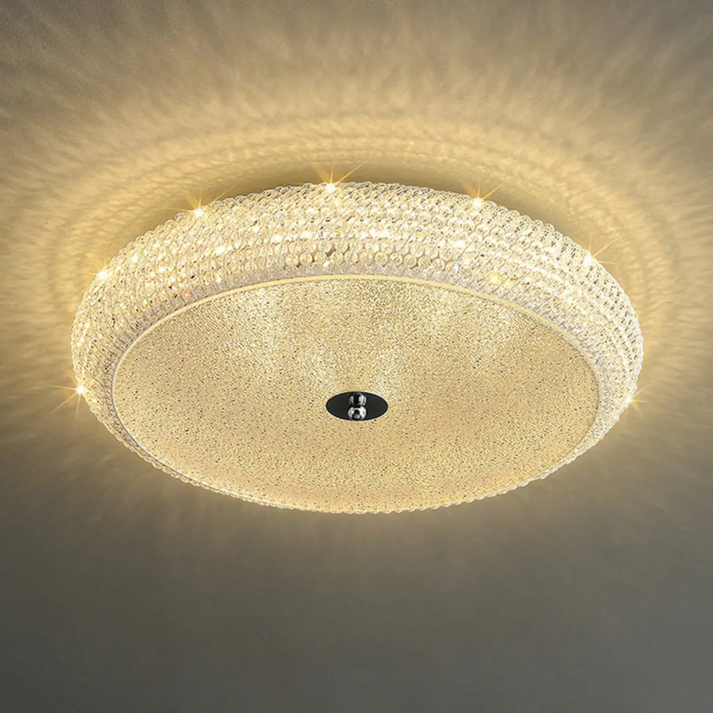 Simple Dimmable Crystal  Flush Ceiling Lamp for Living Room