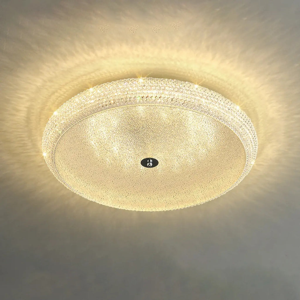 Simple Dimmable Crystal  Flush Ceiling Lamp for Living Room