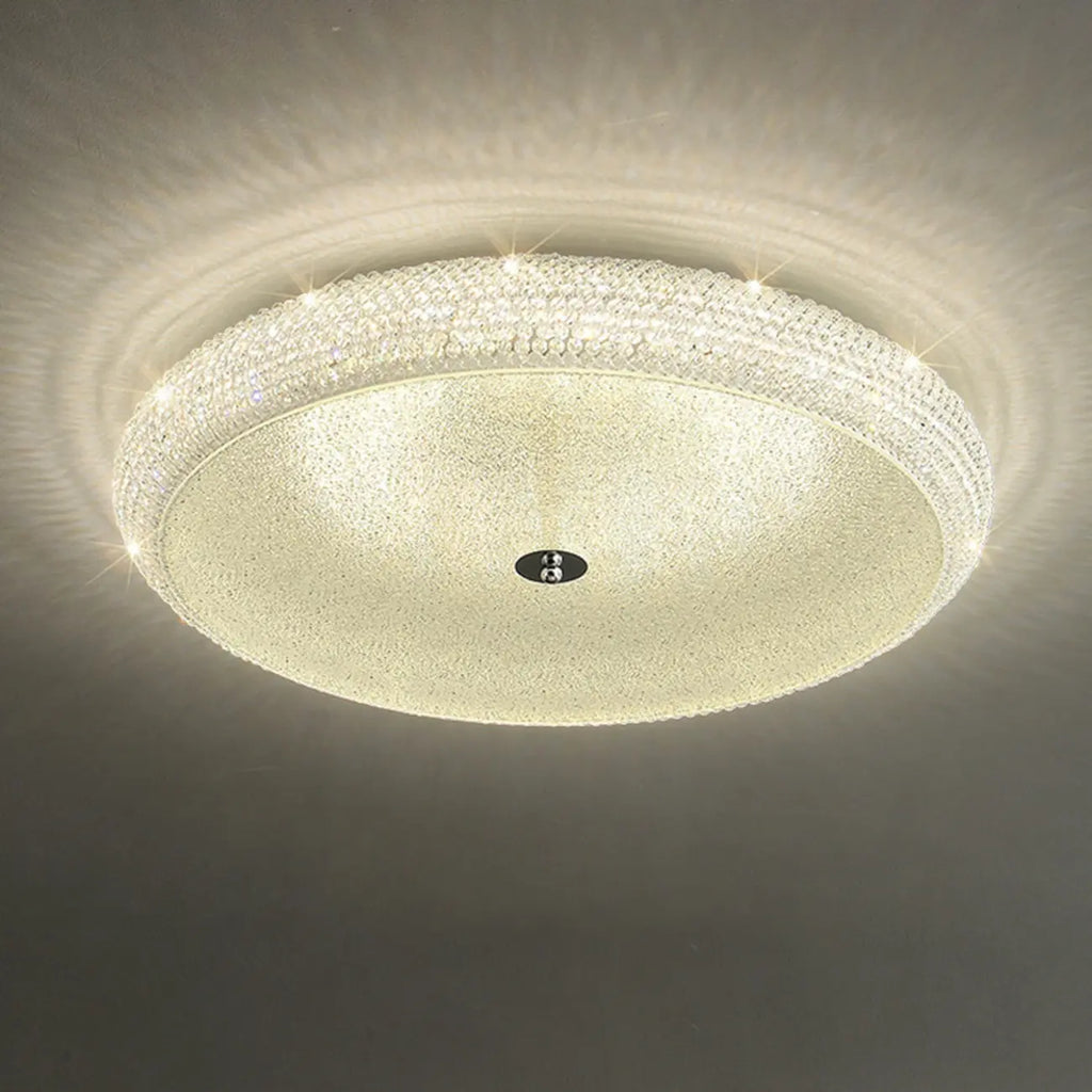Simple Dimmable Crystal  Flush Ceiling Lamp for Living Room