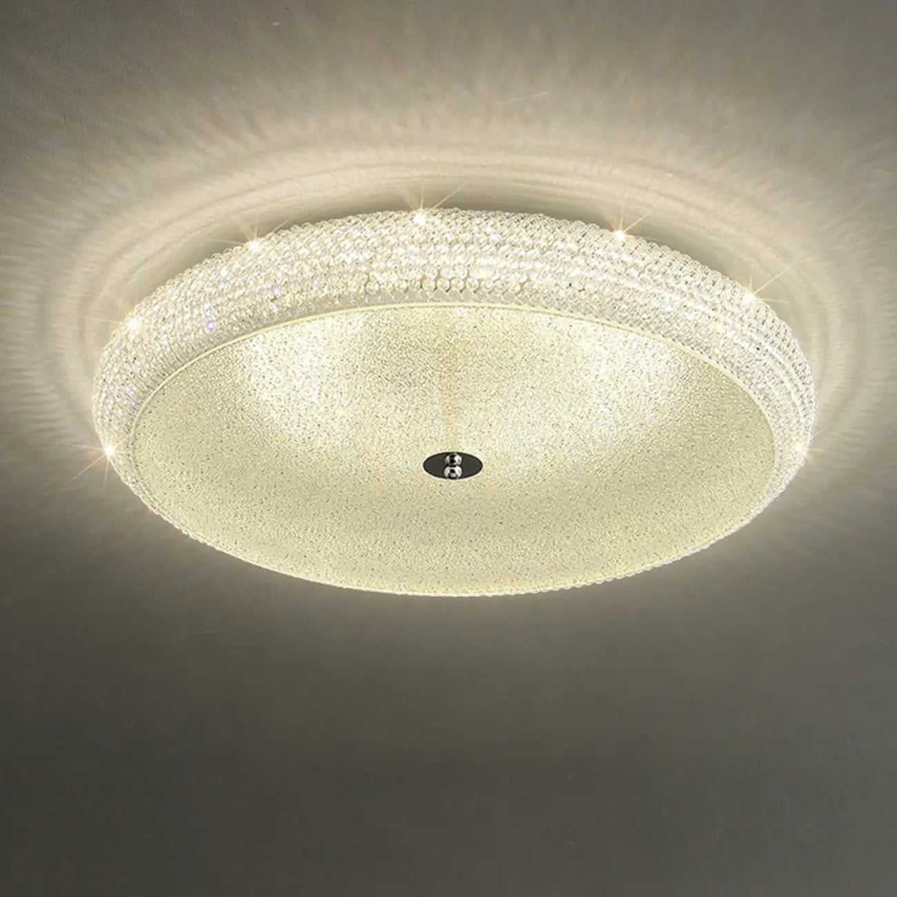 Simple Dimmable Crystal  Flush Ceiling Lamp for Living Room