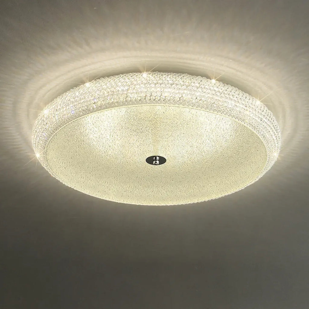 Simple Dimmable Crystal  Flush Ceiling Lamp for Living Room