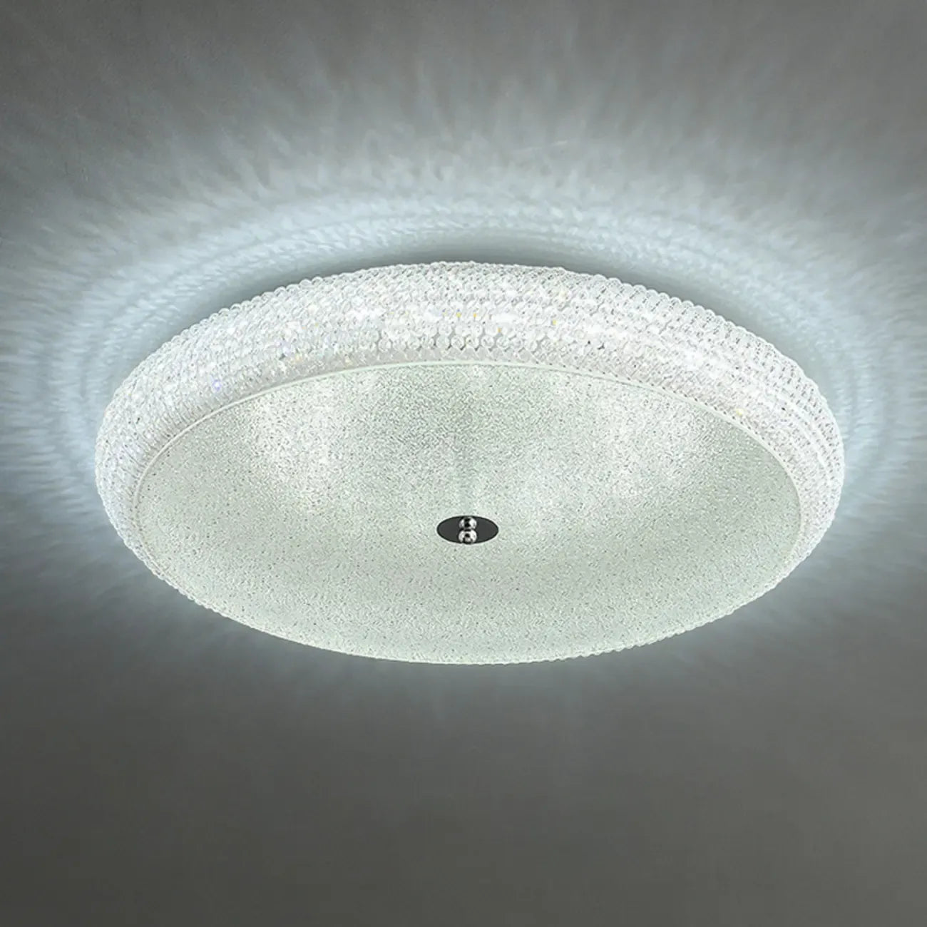 Simple Dimmable Crystal  Flush Ceiling Lamp for Living Room