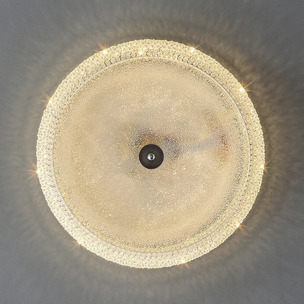 Simple Dimmable Crystal  Flush Ceiling Lamp for Living Room