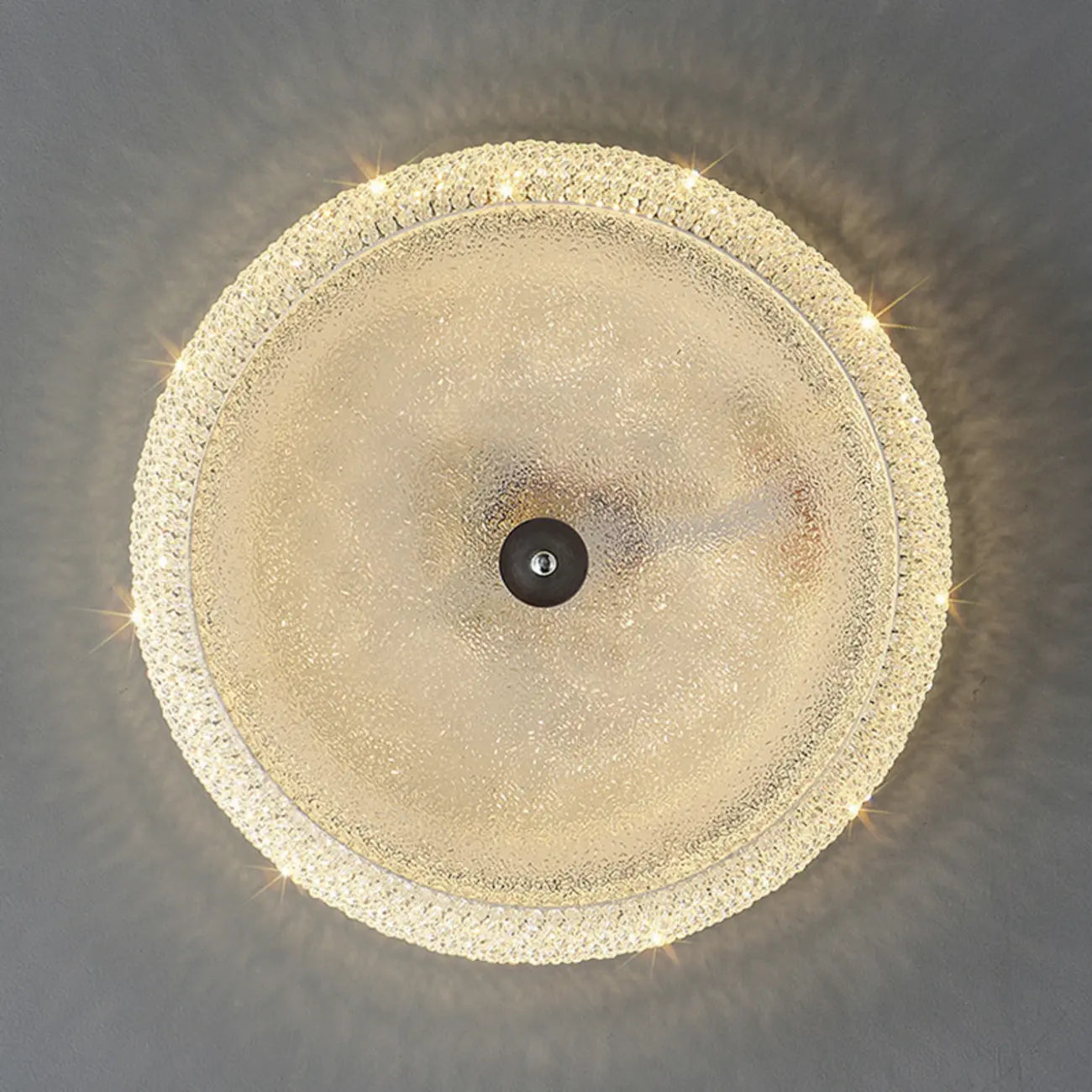 Simple Dimmable Crystal  Flush Ceiling Lamp for Living Room