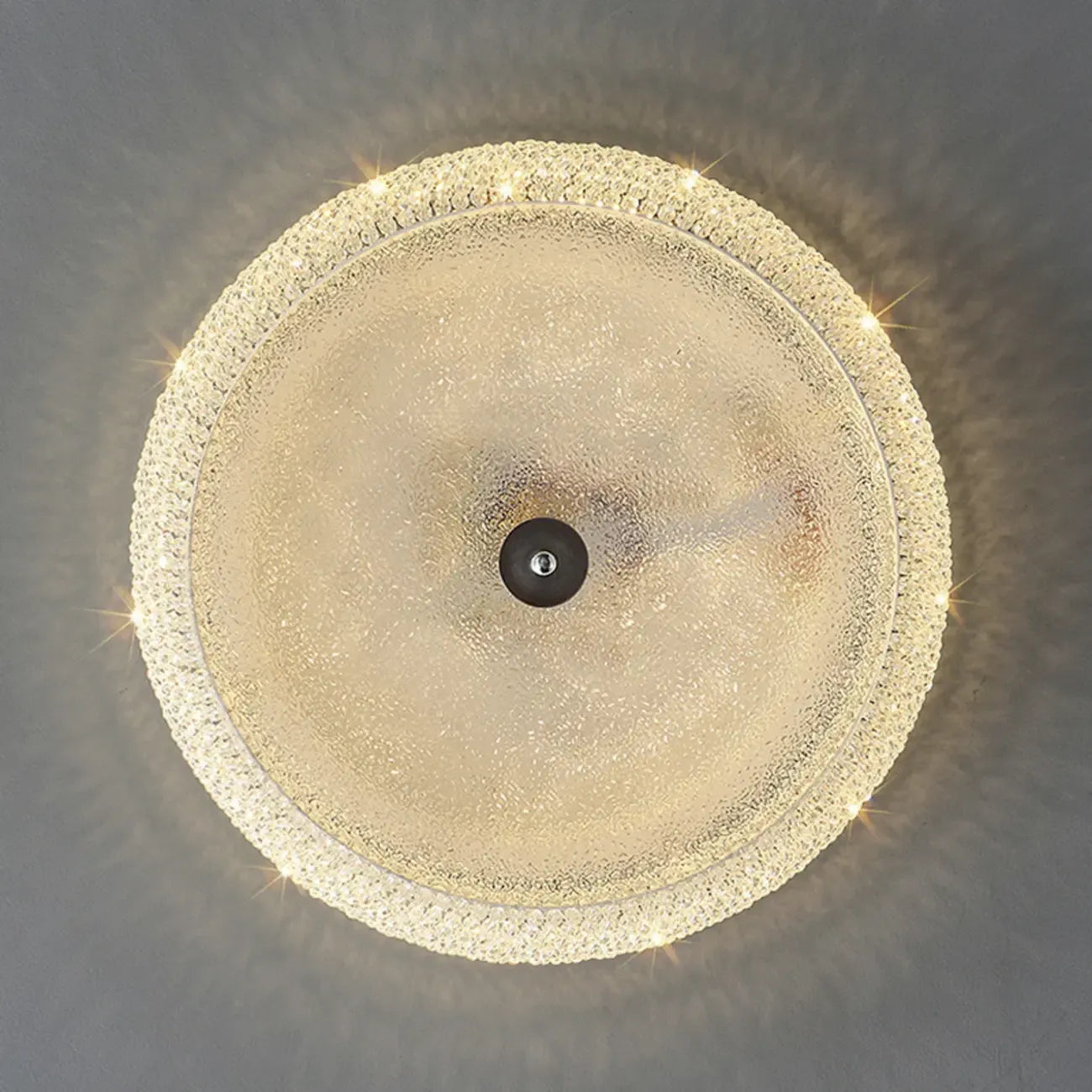 Simple Dimmable Crystal  Flush Ceiling Lamp for Living Room