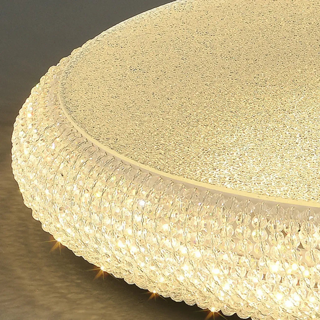 Simple Dimmable Crystal  Flush Ceiling Lamp for Living Room