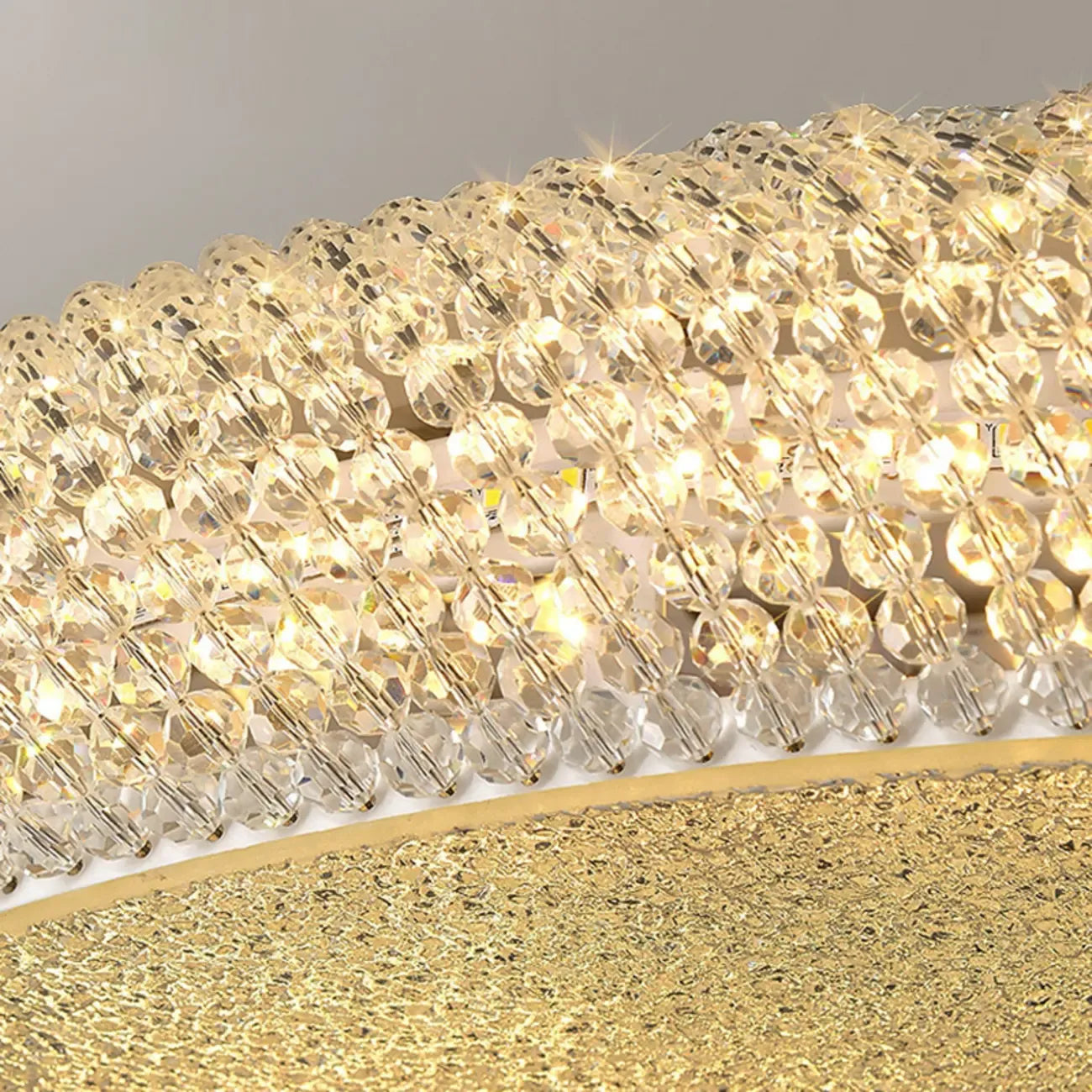 Simple Dimmable Crystal  Flush Ceiling Lamp for Living Room