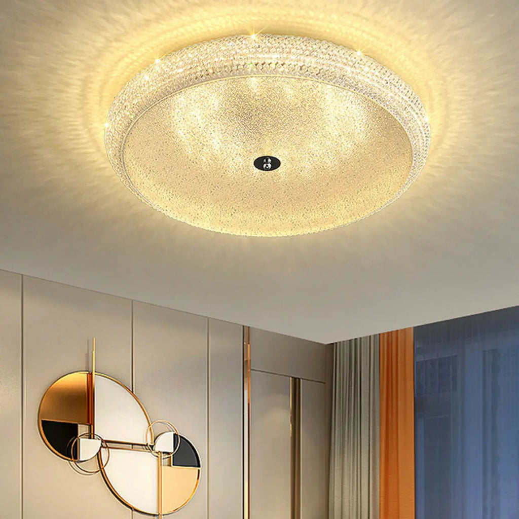 Simple Dimmable Crystal  Flush Ceiling Lamp for Living Room