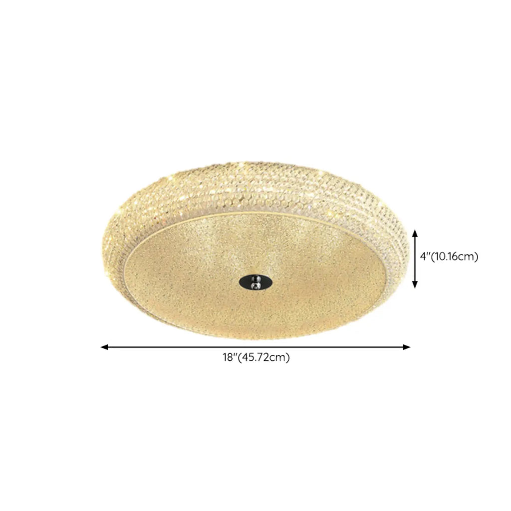 Simple Dimmable Crystal  Flush Ceiling Lamp for Living Room