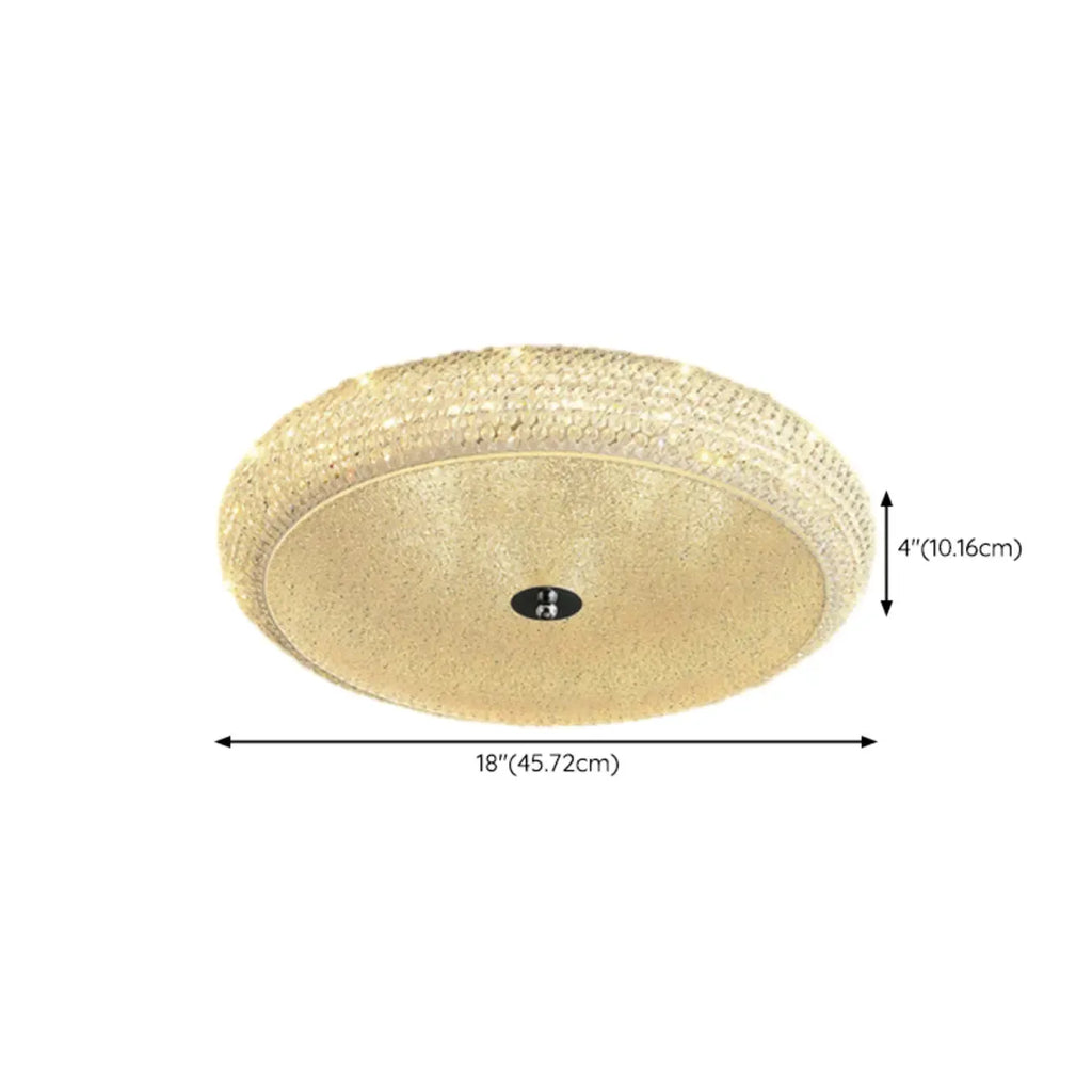 Simple Dimmable Crystal  Flush Ceiling Lamp for Living Room