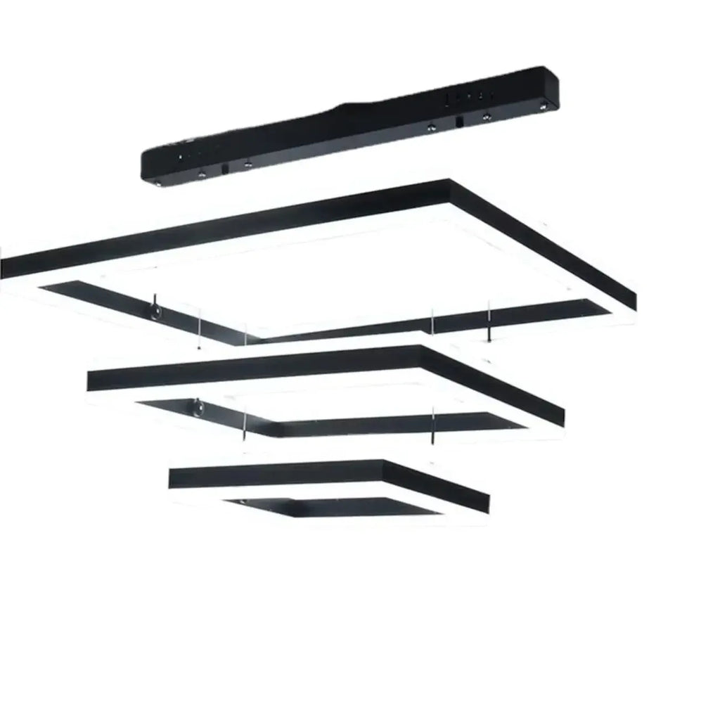 Modern 3-Tier Linear Square Dimmable LED Chandelier