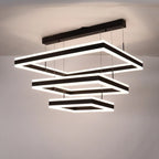 Modern 3-Tier Linear Square Dimmable LED Chandelier