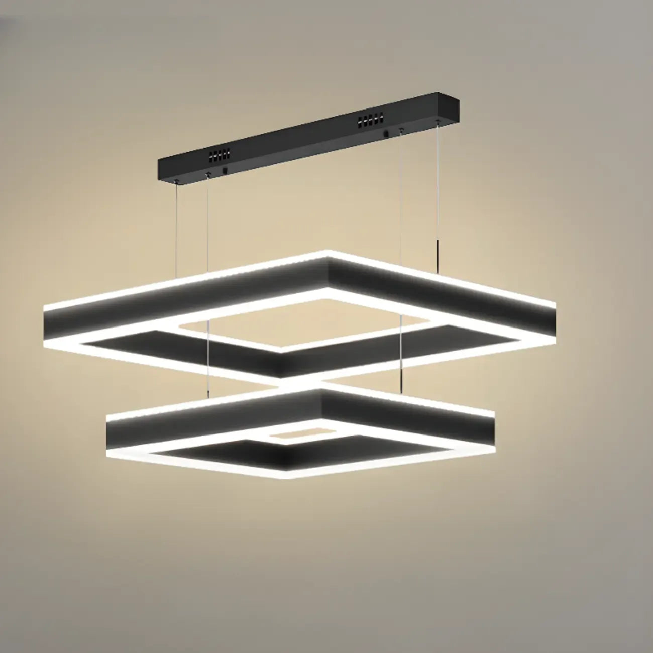Modern 3-Tier Linear Square Dimmable LED Chandelier